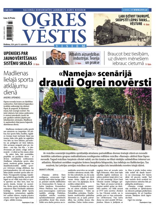 Laikraksta «Ogres Vēstis Visiem» 10. septembra numurā