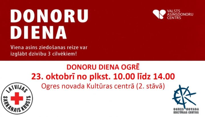 23. oktobrī asinsdonoru diena Ogrē