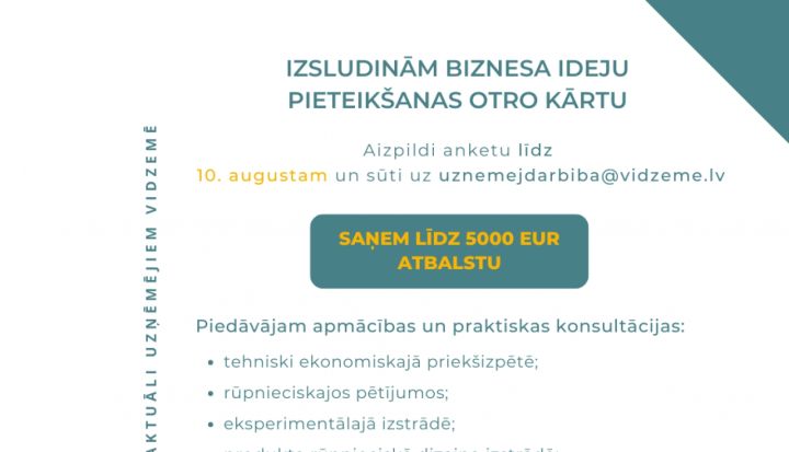 Atlikušas tikai divas nedēļas vidzemnieku biznesa ideju pieteikšanai