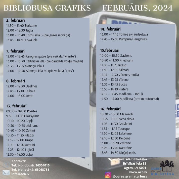 Bibliobusa grafiks februārī