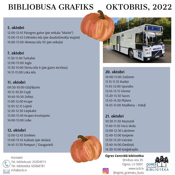 Bibliobusa grafiks OKTOBRĪ