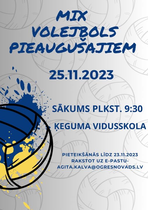 MIX Volejbola turnīrs pieaugušajiem – 25.novembrī