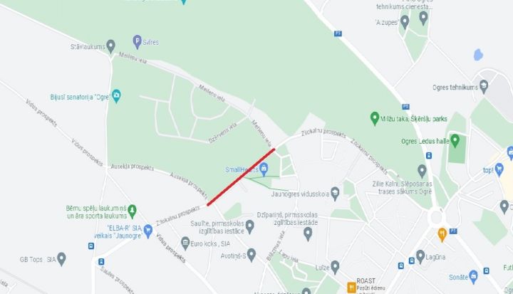 No 23. augusta būs slēgta satiksme Zilokalnu prospektā starp Melleņu ielu un Ausekļa prospektu, Ogrē