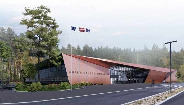 Ogres Valsts ģimnāzijas jaunās skolas un sporta ēku būvniecība tuvojas noslēgumam