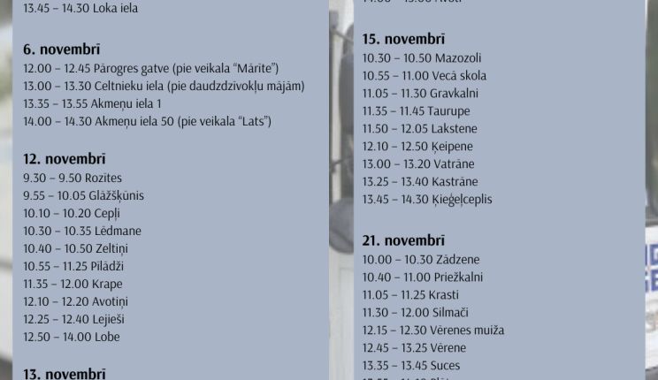 Attēls rakstam: Bibliobusa grafiks novembrim