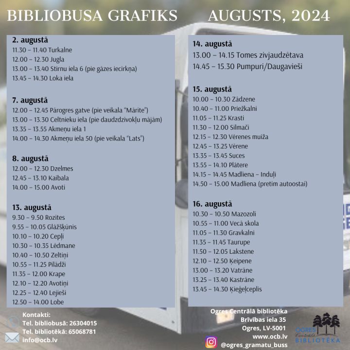 Bibliobusa grafiks augustam