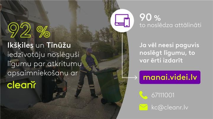 92% Ikšķiles un Tīnūžu iedzīvotāju jau noslēguši jauno līgumu par atkritumu apsaimniekošanu