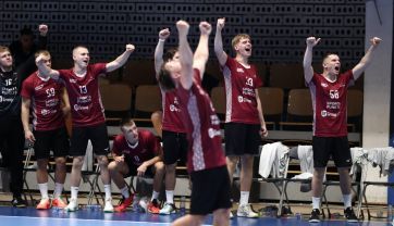 Attēls rakstam: Latvijas U-20 handbolistiem uzvara Eiropas čempionāta B divīzijas turnīra pusfinālā. Komandā divi spēlētāji no Ogres